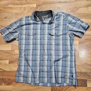 KÜHL Eluxor Ionik Plaid Button Shirt Mens XL Blue Gray Outdoor